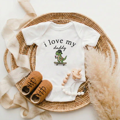 I Love My Custom Name Baby Onesie, Personalized Newborn Bodysuit, Custom Aunt Uncle Daddy Outfit, Funny Dinosaur Goose Baby Clothes