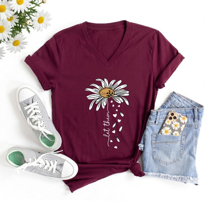 Let Them Daisy Shirt, Mental Health Boho Tee, Inspirational Floral T-shirt, Positive Saying Gift for Women, Self Love Flower Top