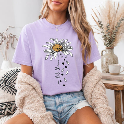 Let Them Daisy Shirt, Mental Health Boho Tee, Inspirational Floral T-shirt, Positive Saying Gift for Women, Self Love Flower Top
