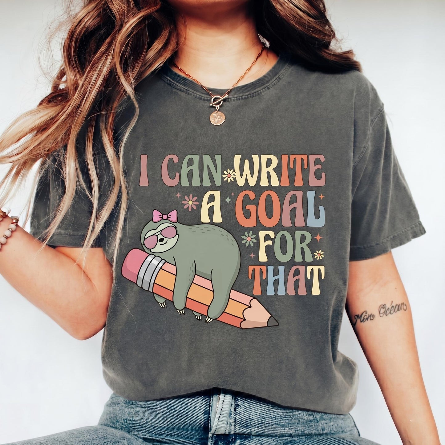 I Can Write A Goal For That Sloth Shirt, Groovy Special Education Teacher Tee, Funny SPED Teacher Gift, Productivity Shirt, Back To School
