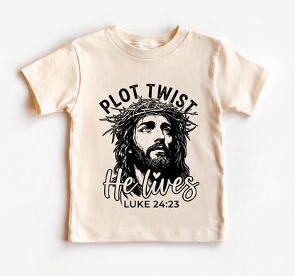 Plot Twist He Lives Shirt, Luke 24 23 Tee, Jesus Crown Of Thorns, Christian Easter Apparel, Bible Verse T-Shirt, Religious Faith Gift