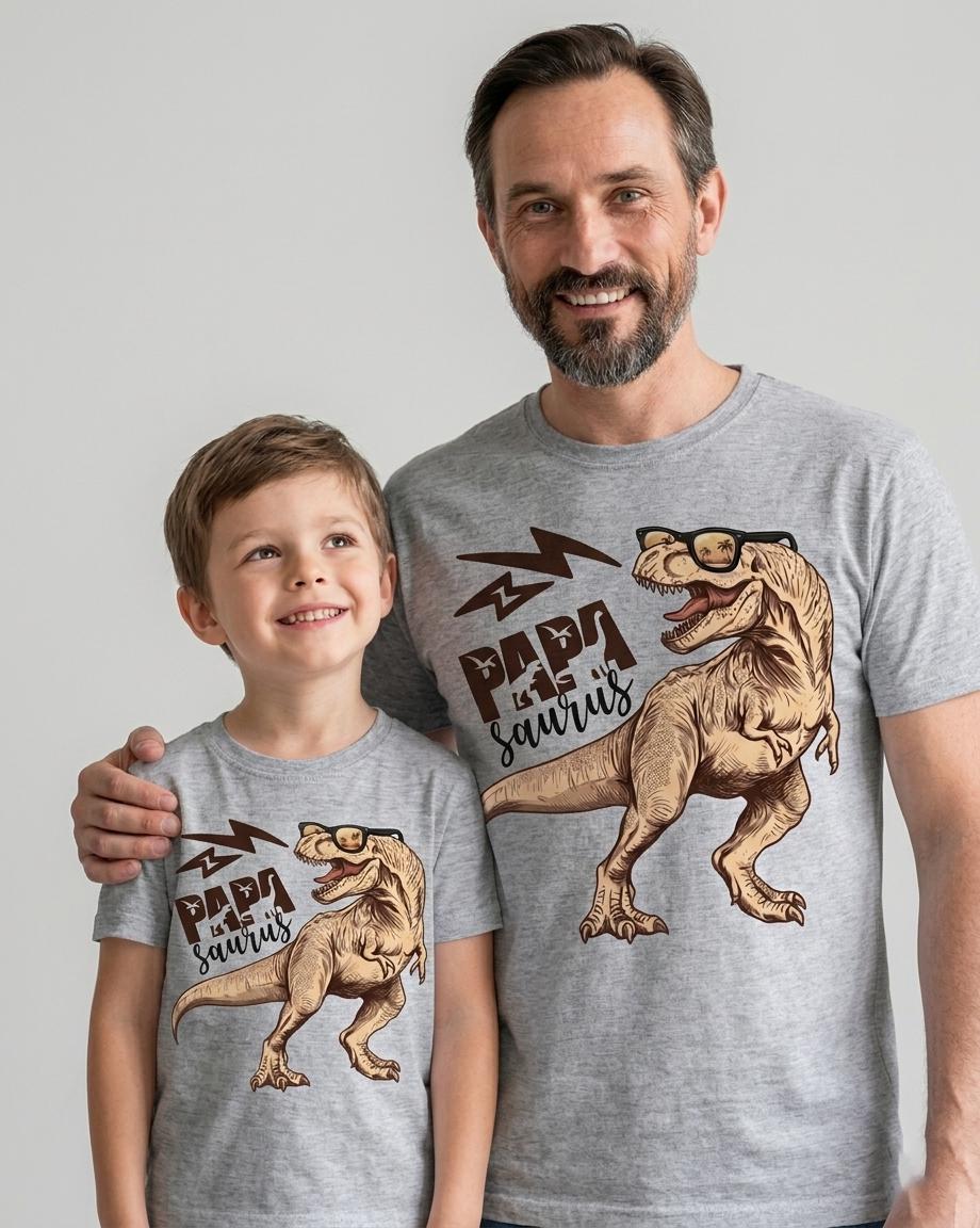 Papa Saurus Shirt, Cool Dinosaur Dad Shirt, T-Rex With Sunglasses Tee, Retro Dino T-Shirt, Father's Day Gift From Kids, New Dad Present