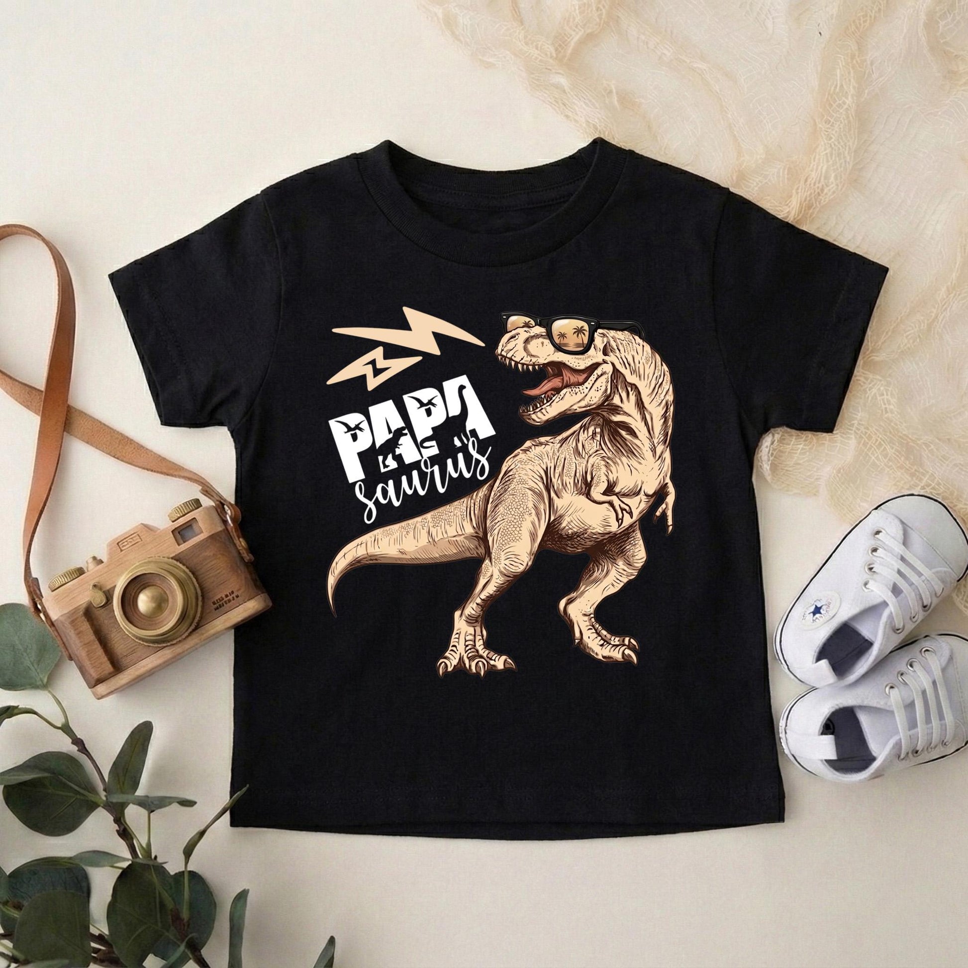 Papa Saurus Shirt, Cool Dinosaur Dad Shirt, T-Rex With Sunglasses Tee, Retro Dino T-Shirt, Father's Day Gift From Kids, New Dad Present