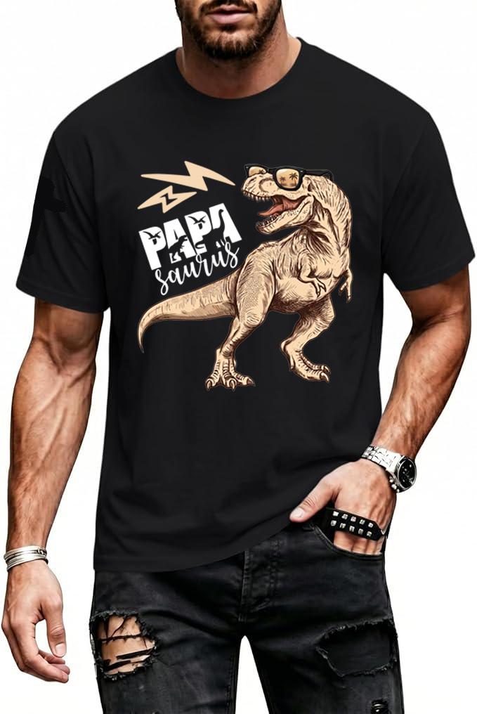 Papa Saurus Shirt, Cool Dinosaur Dad Shirt, T-Rex With Sunglasses Tee, Retro Dino T-Shirt, Father's Day Gift From Kids, New Dad Present