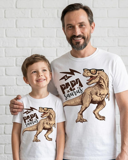 Papa Saurus Shirt, Cool Dinosaur Dad Shirt, T-Rex With Sunglasses Tee, Retro Dino T-Shirt, Father's Day Gift From Kids, New Dad Present
