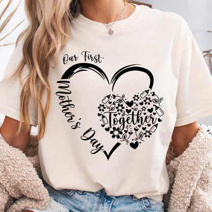 Our First Mothers Day Shirt, New Mom Gift, Cute Floral Heart Mothers Day Tee, Baby Shower Gift, 1st Time Mom Shirt, 2026 Mothers Day