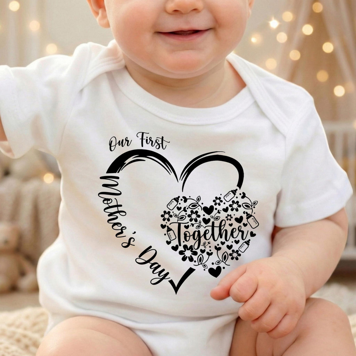 Our First Mothers Day Shirt, New Mom Gift, Cute Floral Heart Mothers Day Tee, Baby Shower Gift, 1st Time Mom Shirt, 2026 Mothers Day