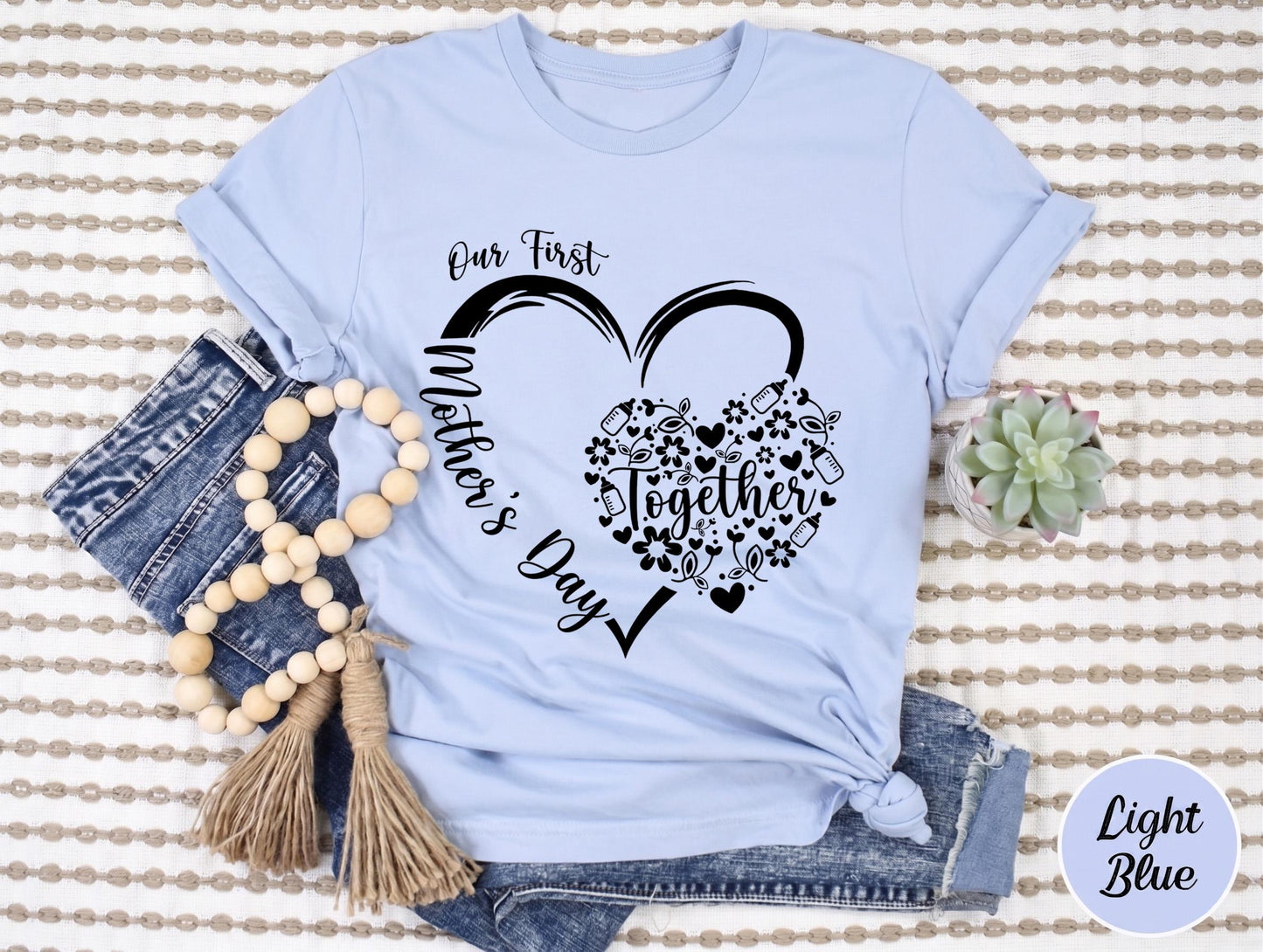 Our First Mothers Day Shirt, New Mom Gift, Cute Floral Heart Mothers Day Tee, Baby Shower Gift, 1st Time Mom Shirt, 2026 Mothers Day
