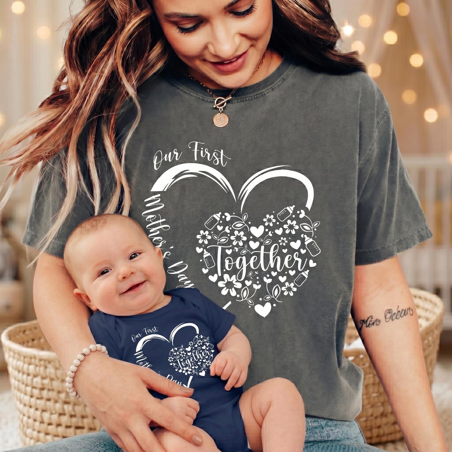 Our First Mothers Day Shirt, New Mom Gift, Cute Floral Heart Mothers Day Tee, Baby Shower Gift, 1st Time Mom Shirt, 2026 Mothers Day