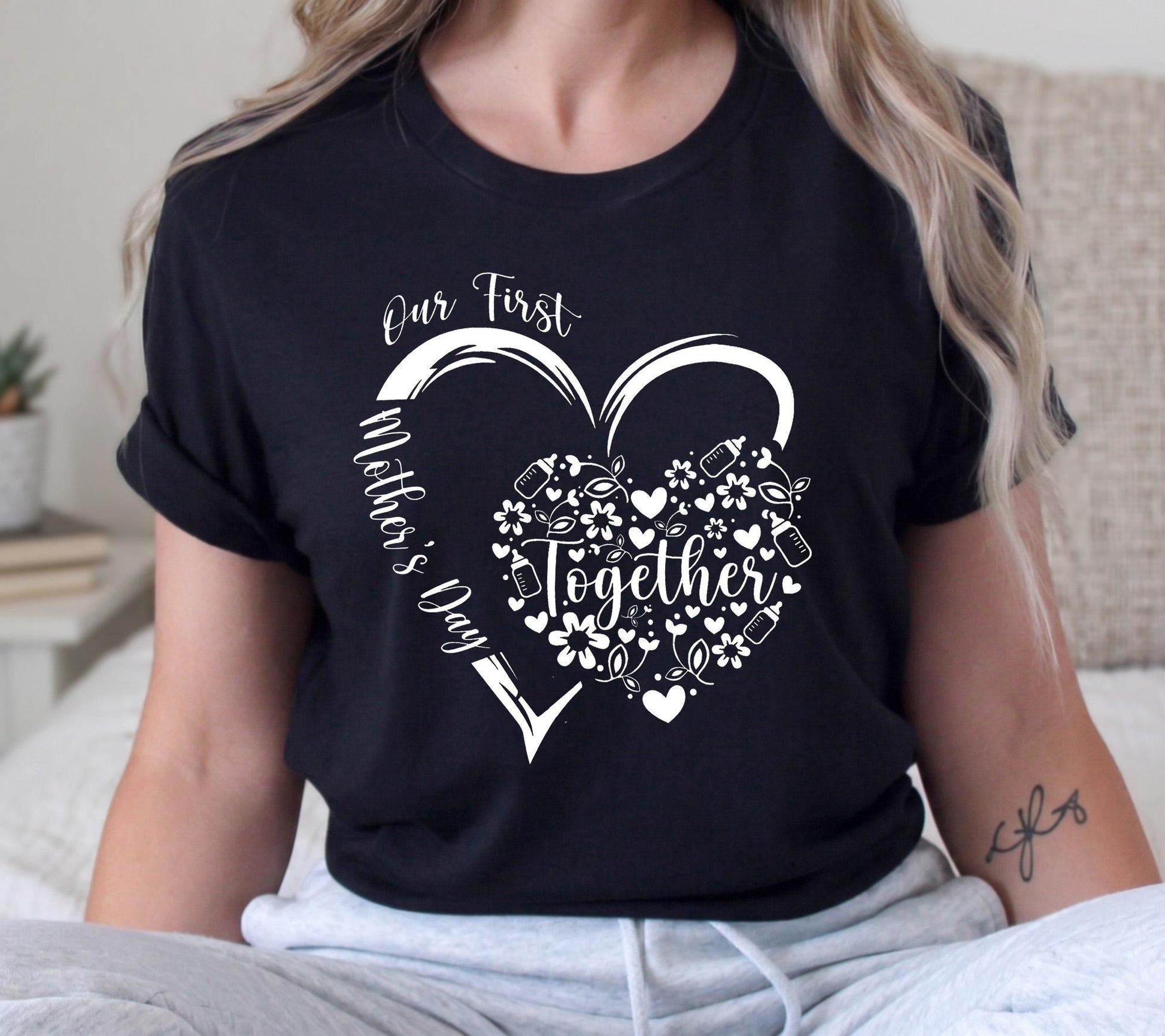 Our First Mothers Day Shirt, New Mom Gift, Cute Floral Heart Mothers Day Tee, Baby Shower Gift, 1st Time Mom Shirt, 2026 Mothers Day