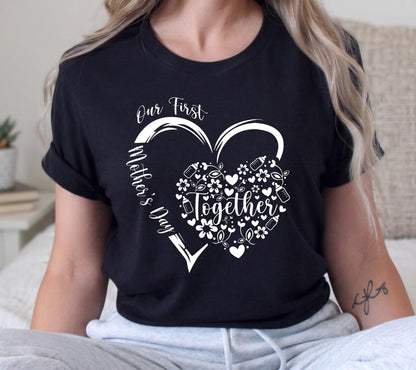 Our First Mothers Day Shirt, New Mom Gift, Cute Floral Heart Mothers Day Tee, Baby Shower Gift, 1st Time Mom Shirt, 2026 Mothers Day
