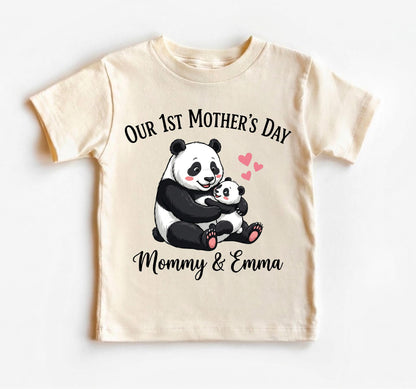 Custom 1st Mothers Day Shirt, Panda Mommy and Me Outfit, Personalized Matching Mom and Baby Tshirt, First Mothers Day Gift for New Mom