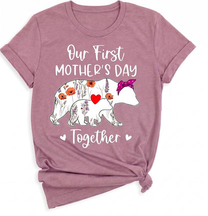 Our First Mother's Day Together Shirt, Mommy and Me Matching Outfits, Floral Mama Bear Baby Bear, 1st Mothers Day Gift for New Mom