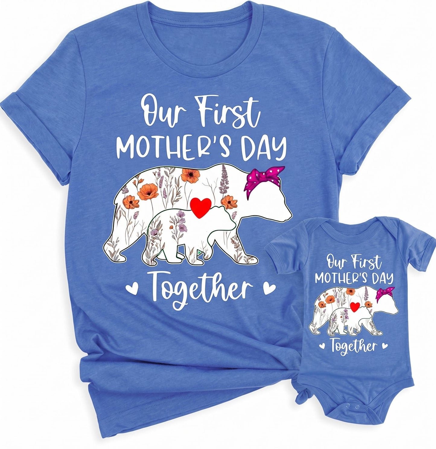 Our First Mother's Day Together Shirt, Mommy and Me Matching Outfits, Floral Mama Bear Baby Bear, 1st Mothers Day Gift for New Mom