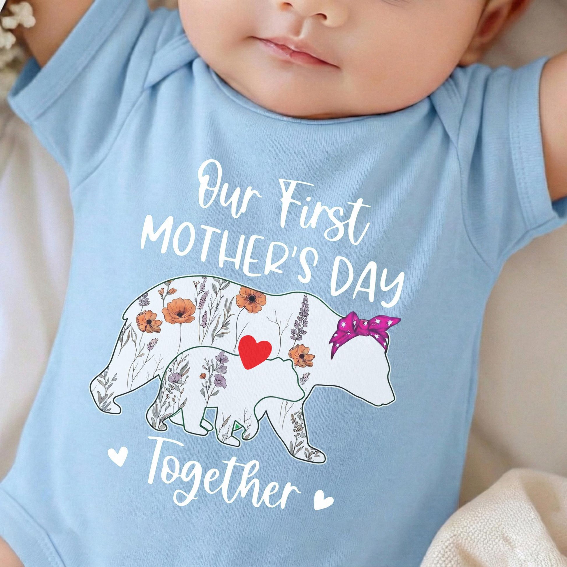 Our First Mother's Day Together Shirt, Mommy and Me Matching Outfits, Floral Mama Bear Baby Bear, 1st Mothers Day Gift for New Mom