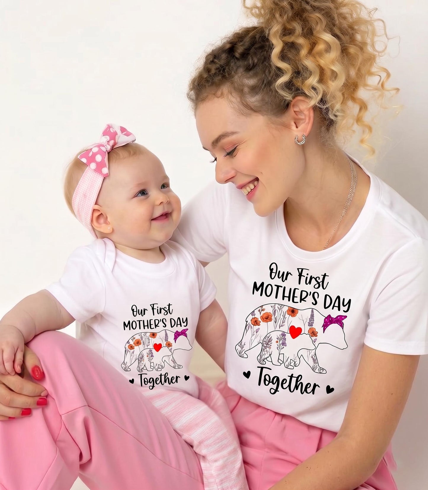 Our First Mother's Day Together Shirt, Mommy and Me Matching Outfits, Floral Mama Bear Baby Bear, 1st Mothers Day Gift for New Mom