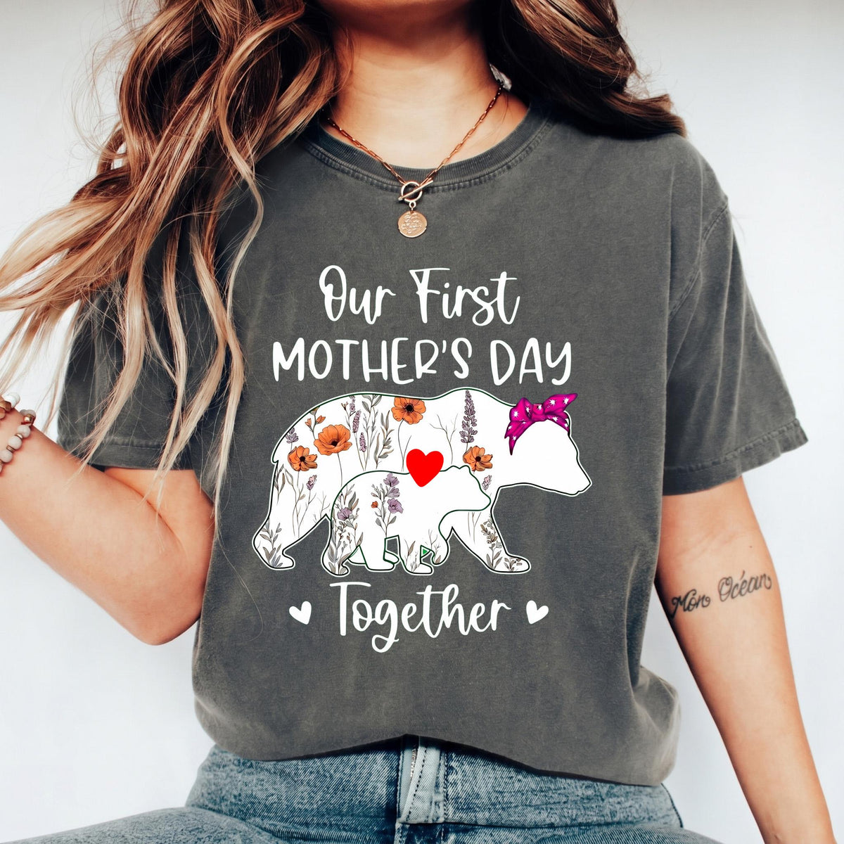 Our First Mother's Day Together Shirt, Mommy and Me Matching Outfits, Floral Mama Bear Baby Bear, 1st Mothers Day Gift for New Mom
