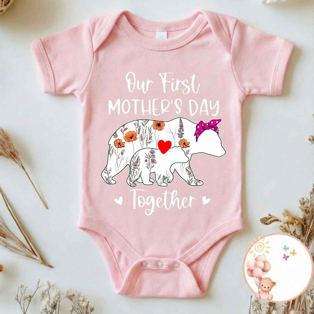 Our First Mother's Day Together Shirt, Mommy and Me Matching Outfits, Floral Mama Bear Baby Bear, 1st Mothers Day Gift for New Mom