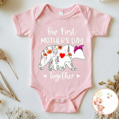Our First Mother's Day Together Shirt, Mommy and Me Matching Outfits, Floral Mama Bear Baby Bear, 1st Mothers Day Gift for New Mom