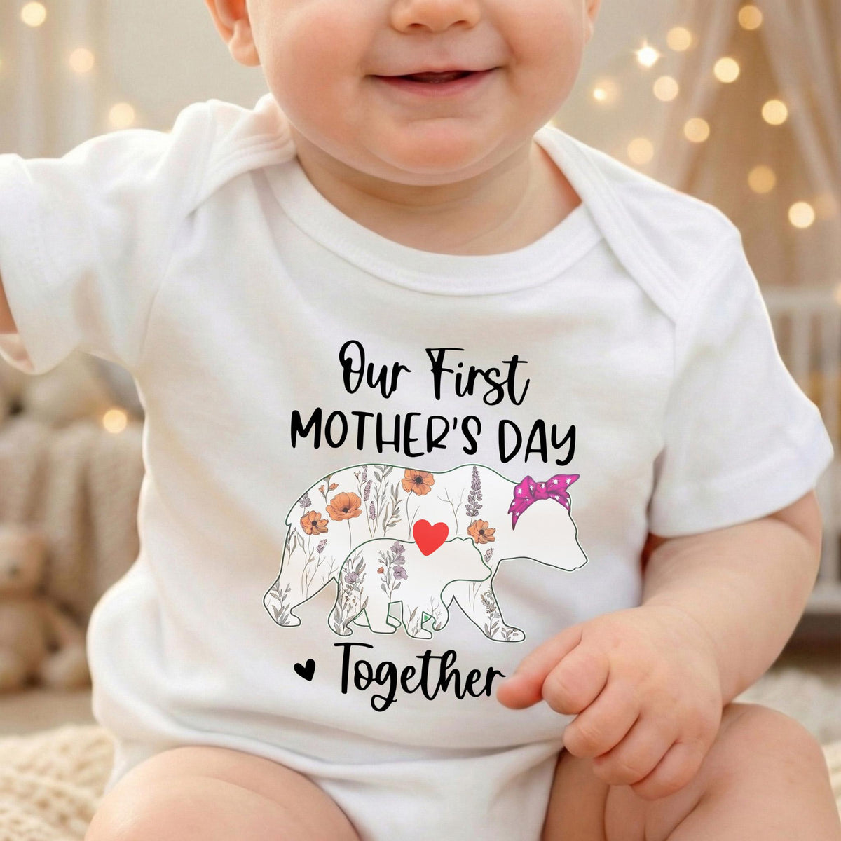 Our First Mother's Day Together Shirt, Mommy and Me Matching Outfits, Floral Mama Bear Baby Bear, 1st Mothers Day Gift for New Mom