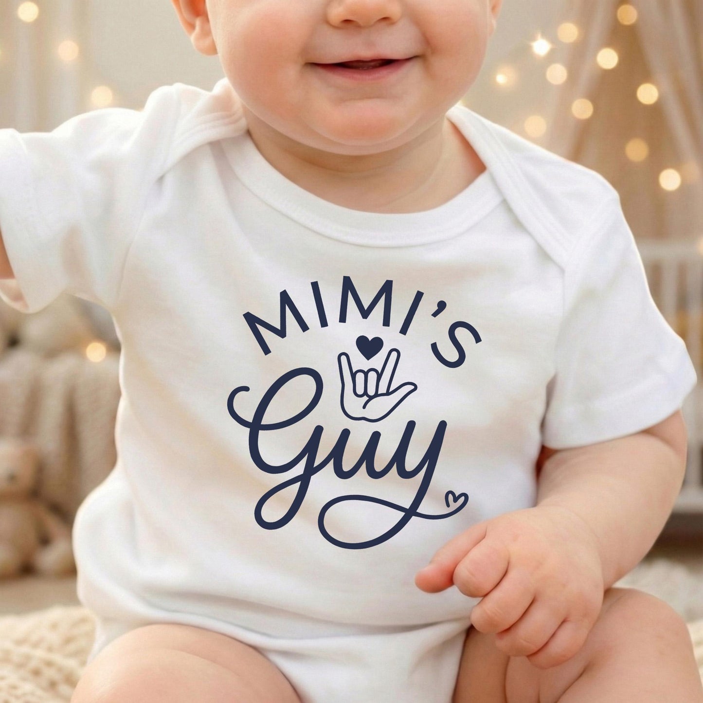Mimis Guy Baby Boy Bodysuit, ASL I Love You Toddler Shirt, Cute Grandson Tee, Grandma Mimi Gift, Mothers Day Gift From Grandson