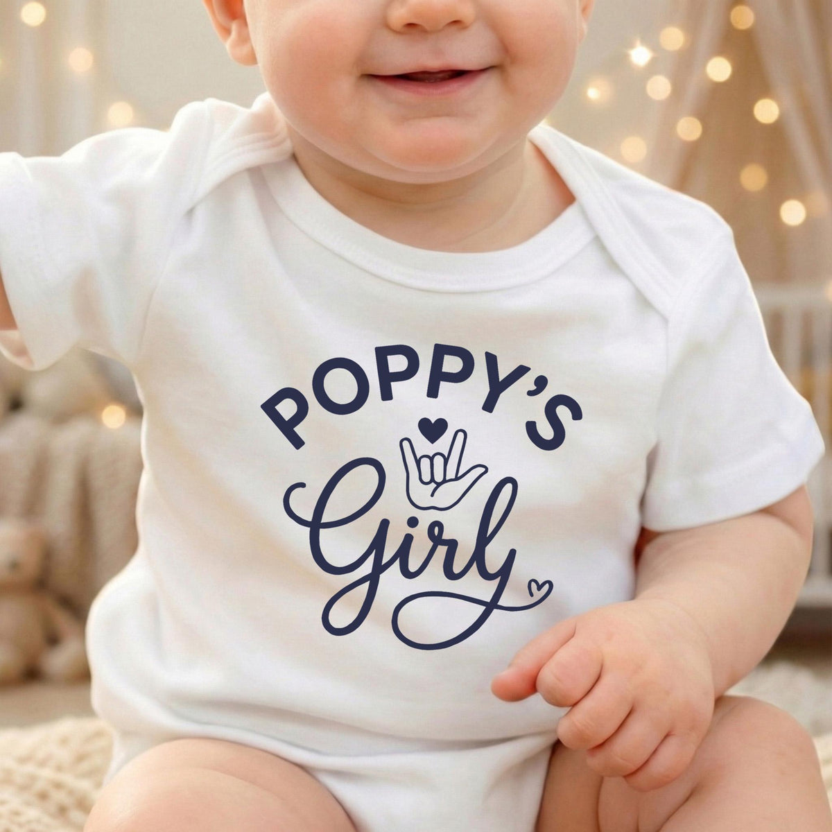 Poppys Girl ASL Toddler Shirt, I Love You Sign Language Tee, Grandpas Girl Baby Outfit, Cute Papa Gift from Granddaughter