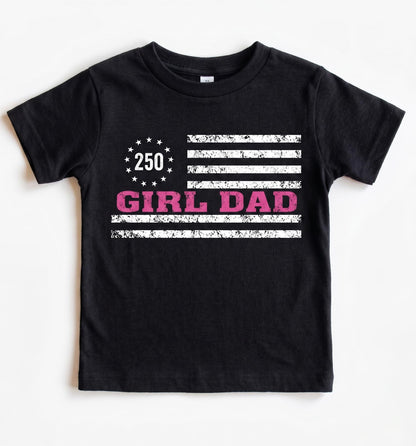 America 250 Girl Dad Shirt, Patriotic 4th of July Tee, Vintage US Flag Tshirt, Fathers Day Gift, Proud Military Dad of Girls