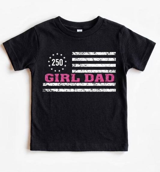 America 250 Girl Dad Shirt, Patriotic 4th of July Tee, Vintage US Flag Tshirt, Fathers Day Gift, Proud Military Dad of Girls