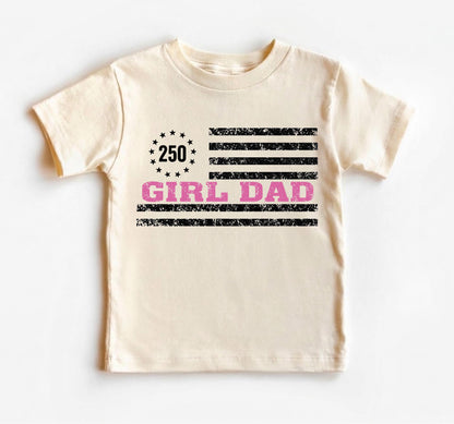 America 250 Girl Dad Shirt, Patriotic 4th of July Tee, Vintage US Flag Tshirt, Fathers Day Gift, Proud Military Dad of Girls