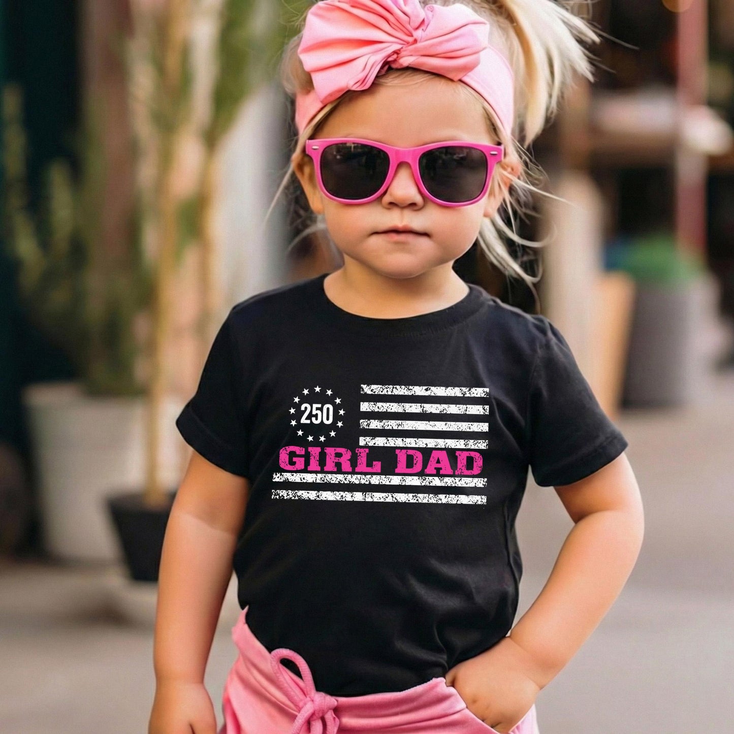 America 250 Girl Dad Shirt, Patriotic 4th of July Tee, Vintage US Flag Tshirt, Fathers Day Gift, Proud Military Dad of Girls
