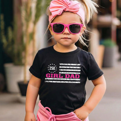 America 250 Girl Dad Shirt, Patriotic 4th of July Tee, Vintage US Flag Tshirt, Fathers Day Gift, Proud Military Dad of Girls