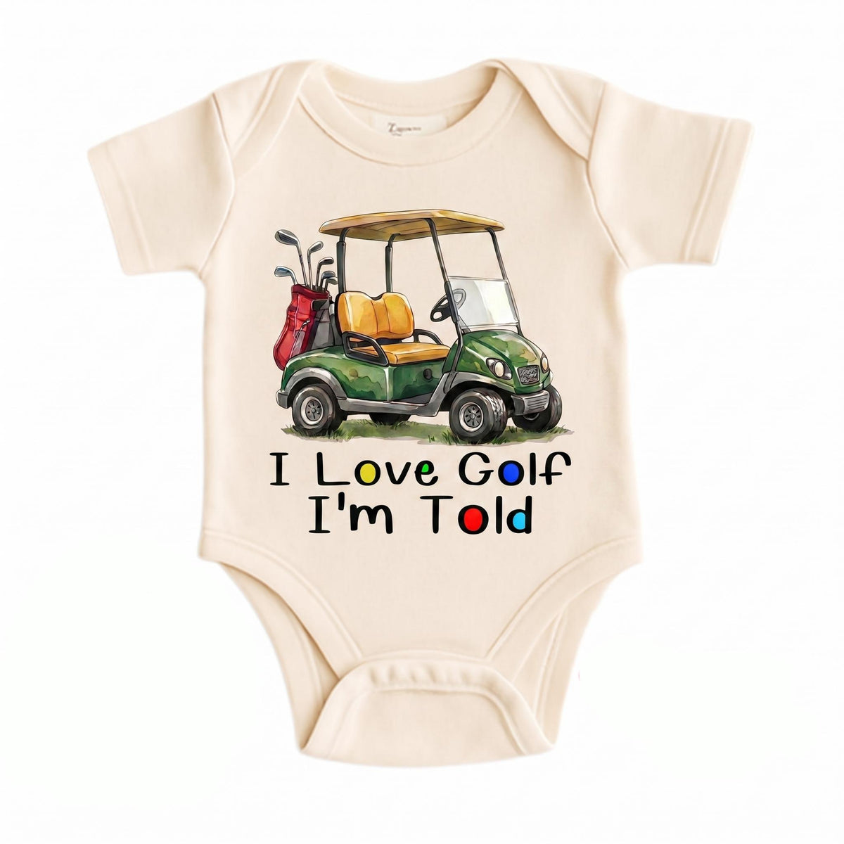 I Love Golf Im Told Baby Bodysuit, Funny Golf Cart Onesie, Future Golfer Baby Clothes, Golf Dad Gift, Golf Themed Baby Shower Gift Boys