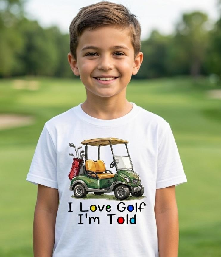 I Love Golf Im Told Baby Bodysuit, Funny Golf Cart Onesie, Future Golfer Baby Clothes, Golf Dad Gift, Golf Themed Baby Shower Gift Boys