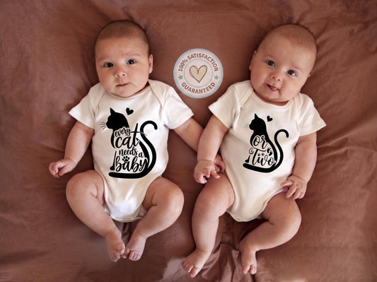 Every Cat Needs A Baby Or Two Twin Bodysuits, Cat Lover Baby Gift, Twin Coming Home Outfit, Cute Kitten Onesie, Twin Pregnancy Announcement