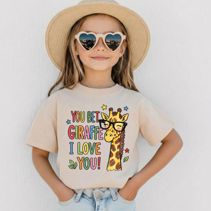 You Bet Giraffe I Love You Onesie, Dusty Rose Mauve Baby Bodysuit, Cute Crayon Giraffe with Glasses Shirt, Funny Baby Shower Gift, Boho Girl