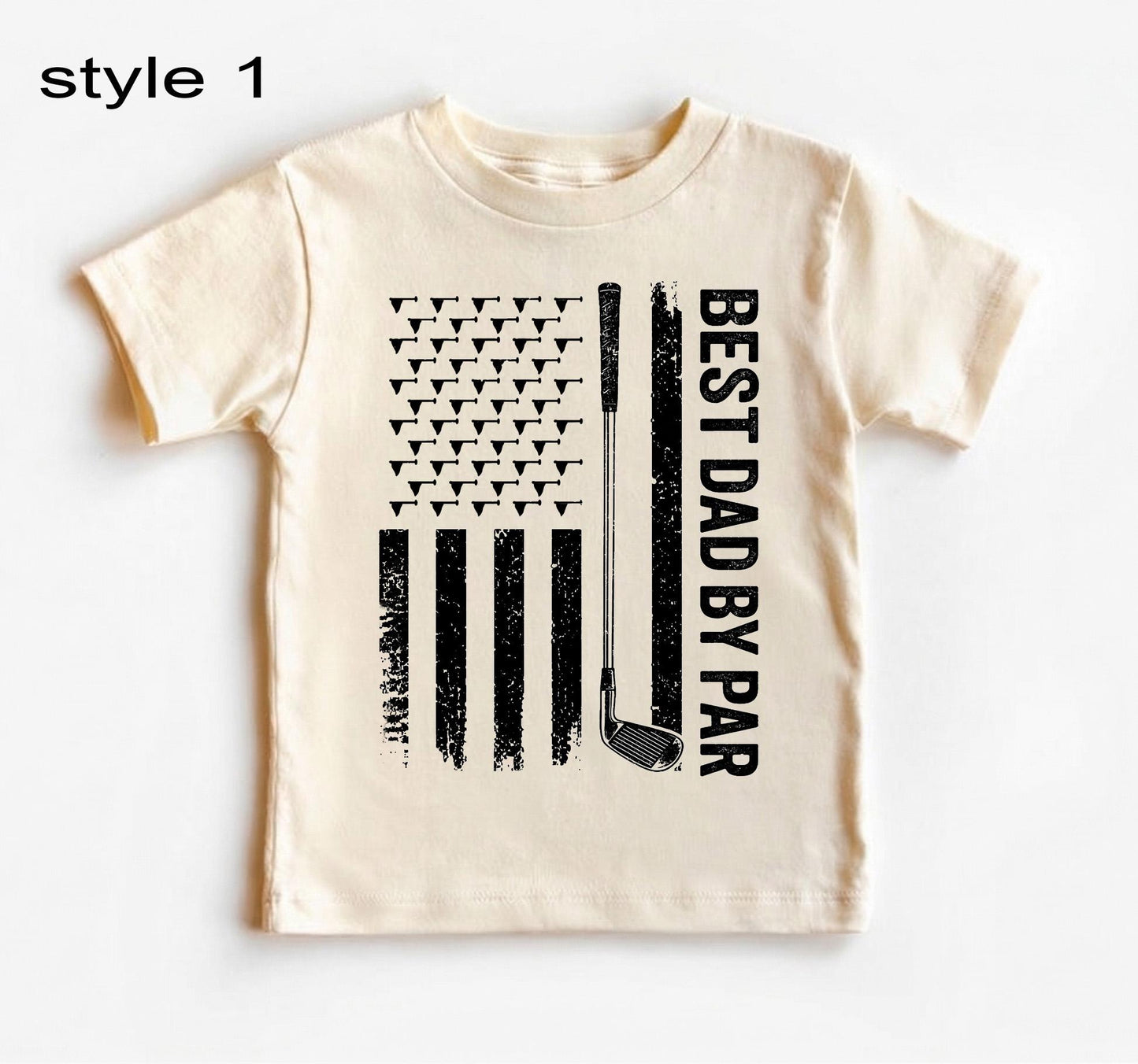 Custom Best Dad By Par Shirt, Personalized Golf Shirt With Kids Names, Fathers Day Gift For Golfer Dad, American Flag Golf Tee