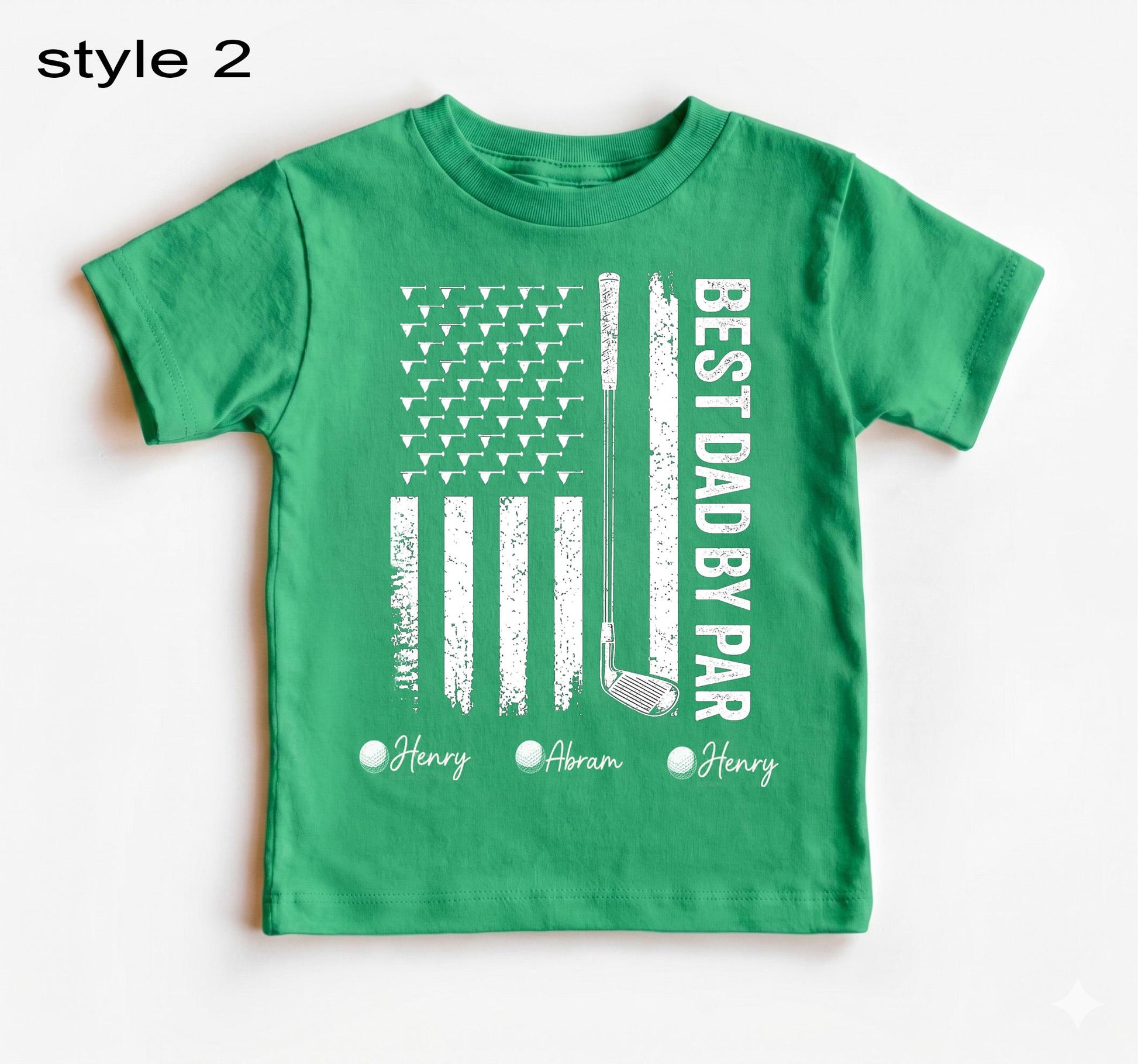 Custom Best Dad By Par Shirt, Personalized Golf Shirt With Kids Names, Fathers Day Gift For Golfer Dad, American Flag Golf Tee