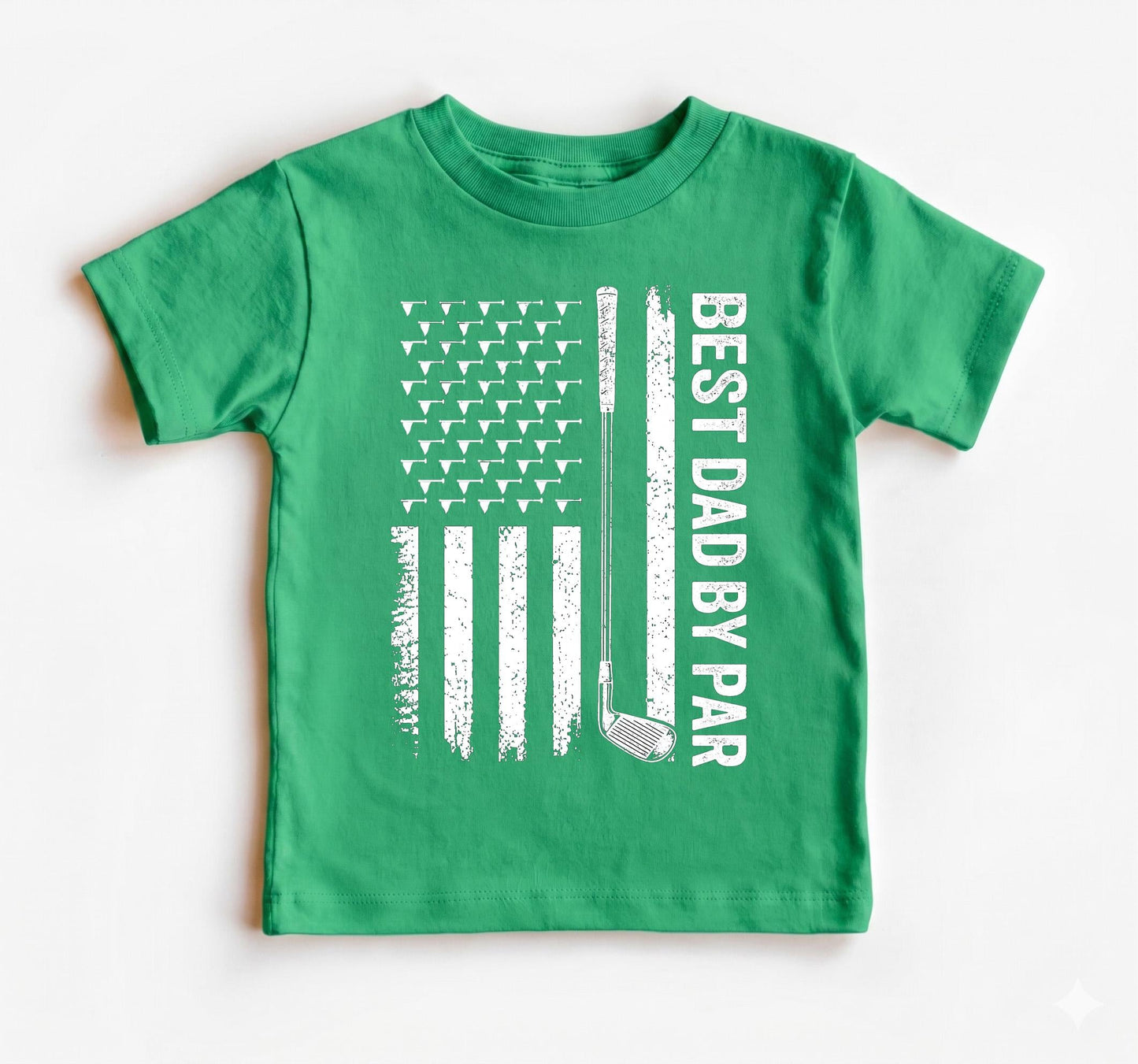 Custom Best Dad By Par Shirt, Personalized Golf Shirt With Kids Names, Fathers Day Gift For Golfer Dad, American Flag Golf Tee