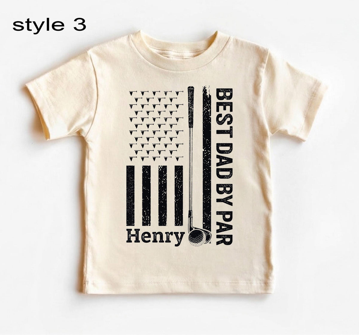 Custom Best Dad By Par Shirt, Personalized Golf Shirt With Kids Names, Fathers Day Gift For Golfer Dad, American Flag Golf Tee