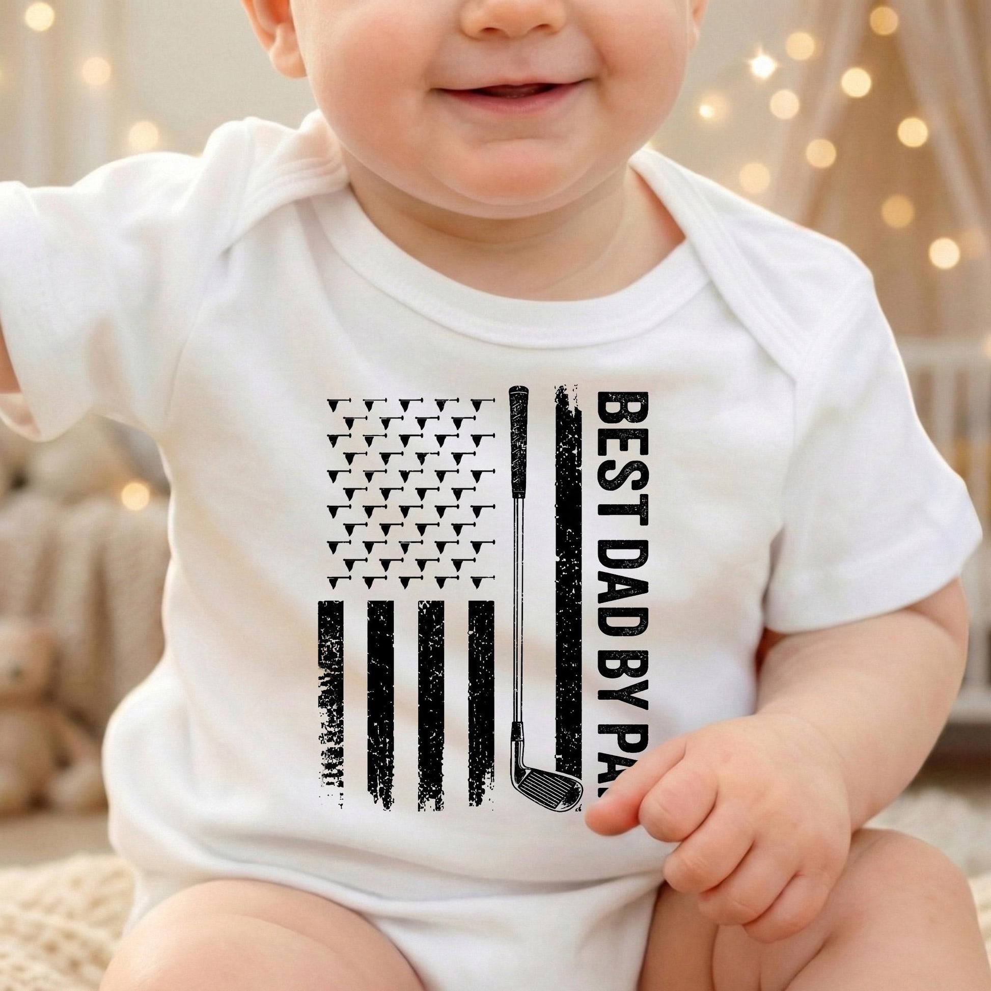 Custom Best Dad By Par Shirt, Personalized Golf Shirt With Kids Names, Fathers Day Gift For Golfer Dad, American Flag Golf Tee