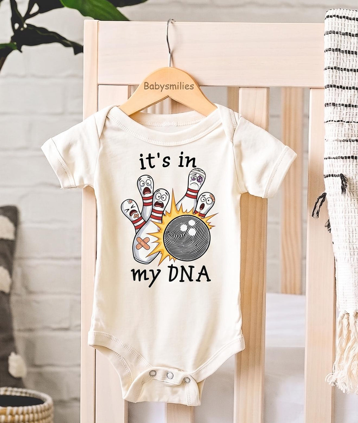 Funny Bowling Baby Bodysuit, It's In My DNA Infant Shirt, Future Bowler Clothes, Cute Baby Shower Gift For Bowler Dad, Fingerprint Art