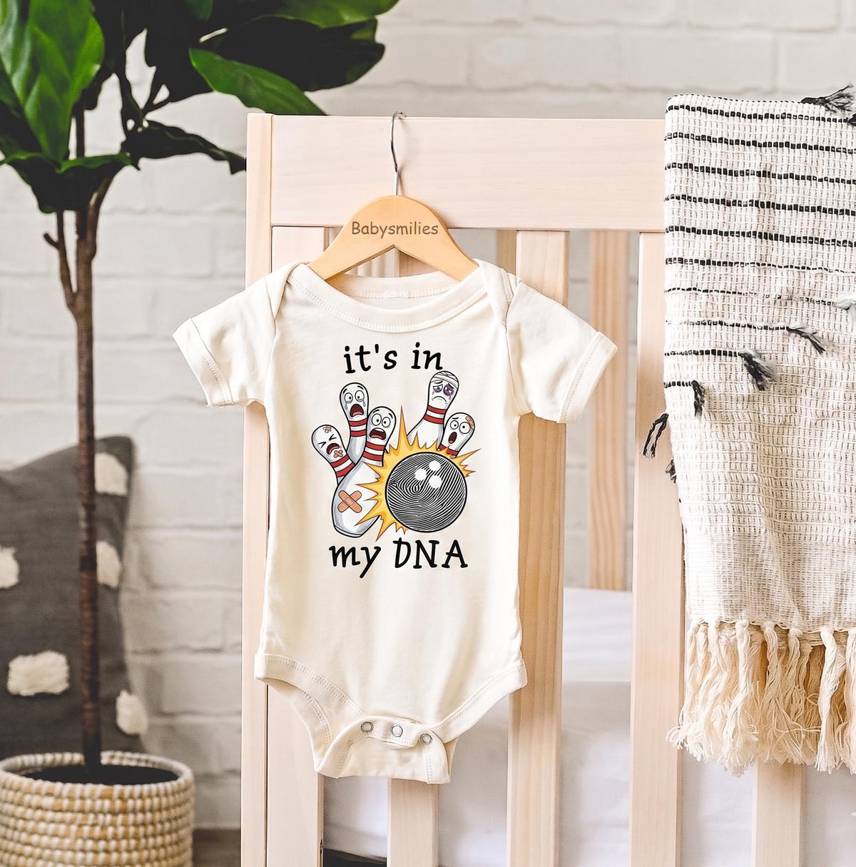 Funny Bowling Baby Bodysuit, It's In My DNA Infant Shirt, Future Bowler Clothes, Cute Baby Shower Gift For Bowler Dad, Fingerprint Art