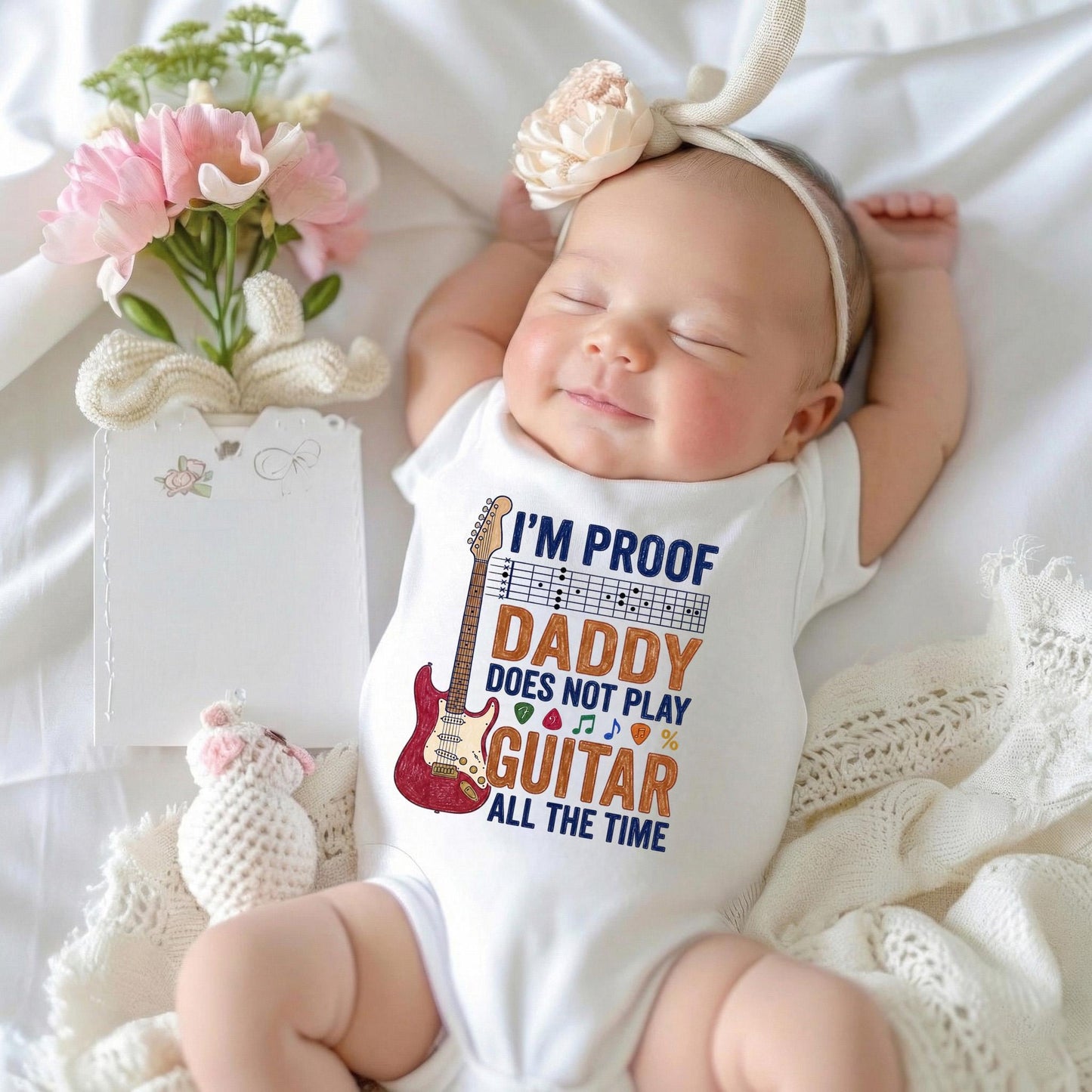 Funny Guitar Baby Bodysuit, I'm Proof Daddy Doesn't Play Guitar All The Time, Musician Baby Clothes, New Dad Gift, Baby Shower Gift