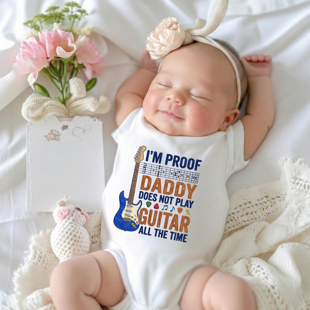 Funny Guitar Baby Bodysuit, I'm Proof Daddy Doesn't Play Guitar All The Time, Musician Baby Clothes, New Dad Gift, Baby Shower Gift