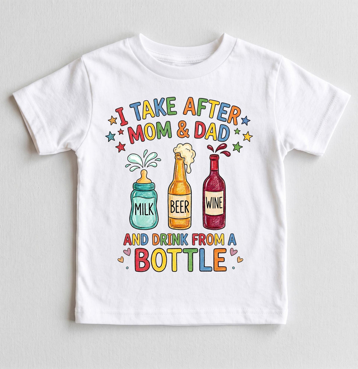 Funny Baby Bodysuit I Take After Mom And Dad Drink From A Bottle, Cute Newborn Boy Girl Clothes, Baby Shower Gift, Drinking Humor