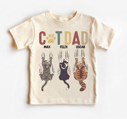 Personalized Cat Dad Shirt, Funny Scratching Cat Tee, Custom Cat Name T-Shirt, Vintage Cat Lover Gift for Men, Fathers Day Gift from Cat