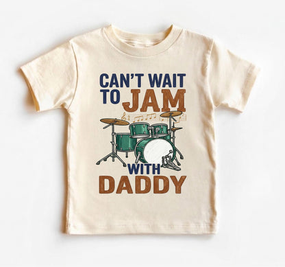 Drummer Baby Bodysuit, Can't Wait To Jam With Daddy Onesie, New Dad Gift, Future Musician Infant Shirt, Custom Rock Music Baby Outfit