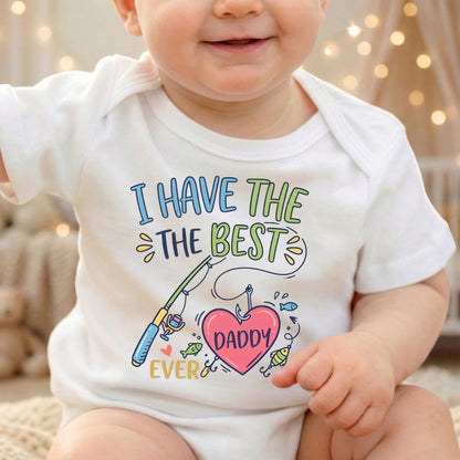 Best Daddy Ever Baby Bodysuit, Fishing Baby Shirt, Cute Daddy Tee, Pastel Doodle Infant Apparel, New Dad Gift, Fishing Lover Kid Clothes
