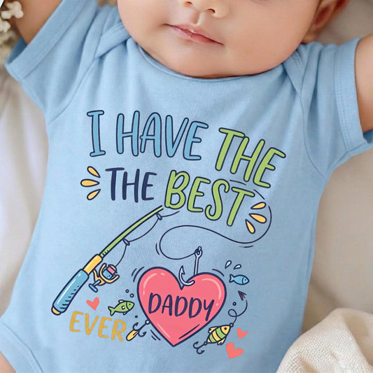Best Daddy Ever Baby Bodysuit, Fishing Baby Shirt, Cute Daddy Tee, Pastel Doodle Infant Apparel, New Dad Gift, Fishing Lover Kid Clothes