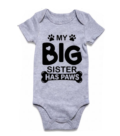 My Big Sister Has Paws Baby Bodysuit, Dog Sibling Pregnancy Announcement, Cute Toddler Girl Shirt, Fur Baby Reveal Outfit, New Mom Gift